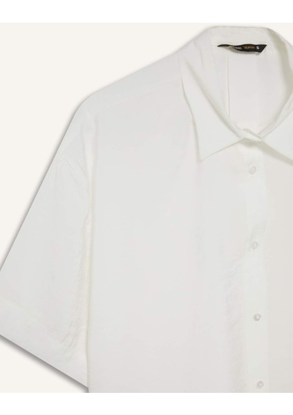 Loose Fit Gömlek Yaka Modal Kısa Kollu Gömlek F7080AX25SM
