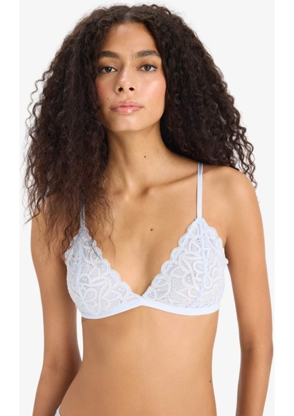 Dantelli Simli Dantel Kapsız Pedsiz Balensiz Triangle Bra-Fall in Love F5037AX25HS