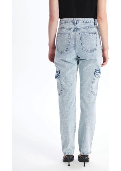 Kargo Cep Kar Yıkama Jeans Pantolon