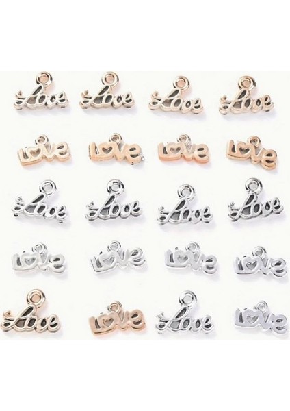 (50 x Adet) 1 Set Love Takı Yapım Karışık Renk Bileklik & Küpe & Kolye Ucu