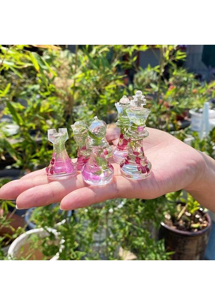 Epoksi Reçine Silikon Kalıp Üç Boyutlu Satranç Taşları Kalıbı Seti 16 Lı