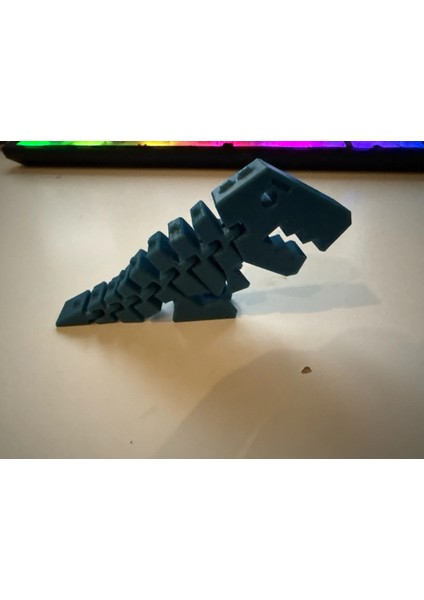 Hareketli Tyrannosaurus Rex Dinazor Modeli 12 cm Ufak Boy Siyah Renk Pla Malzeme