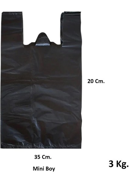 Siyah Dökme Market Poşeti Torbası - Hışır Atlet Poşet - Mini Boy - 20 x 35 Cm. - 3 Kg.