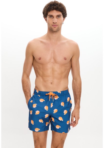 Balon Balığı Desenli Deniz Şortu Cepli Fileli Hızlı Kuruyan Su Itici Orta Boy 25SM104ST modelleri