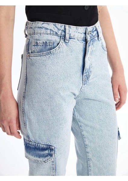 Kargo Cep Kar Yıkama Jeans Pantolon