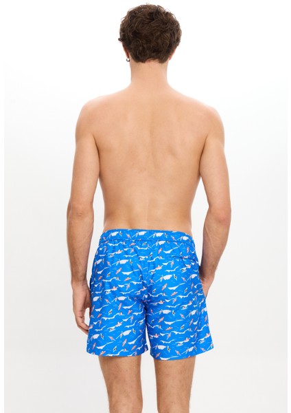 Surf Desenli Deniz Şortu Cepli Fileli Astarlı Hızlı Kuruyan Su Itici Orta Boy 25SM109ST
