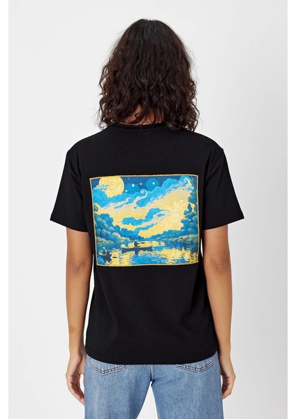 Yapay Zeka Tasarım Sırt Aplike Özel Baskılı %100 Pamuklu Penye Regular Fit T-Shirt (Vangogh) fiyatları