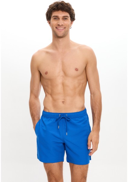 Erkek Düz Renk Ince Kumaş Deniz Şortu Cepli Fileli Astarlı Hızlı Kuruyan Su Itici Orta Boy 25SM111ST