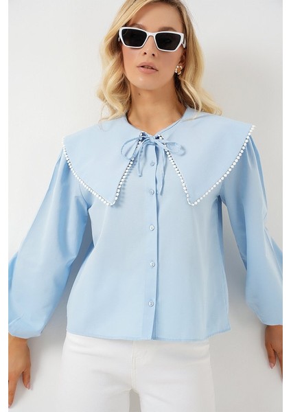Bebe Yaka Gömlek 20314 - Mavi modelleri