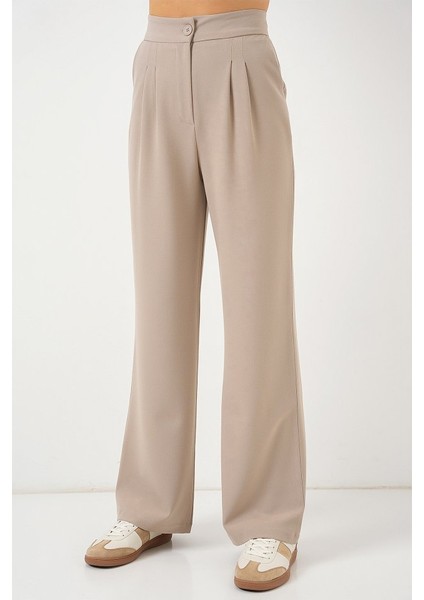 6638 Yüksek Bel Palazzo Pantolon - A.bej fiyatları