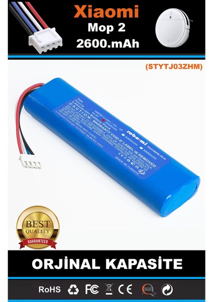 Xiaomi Mi Vacuum Mop 2 STYTJ03ZHM 2600mAh Robot Süpürge Bataryası - Gerçek Kapasite