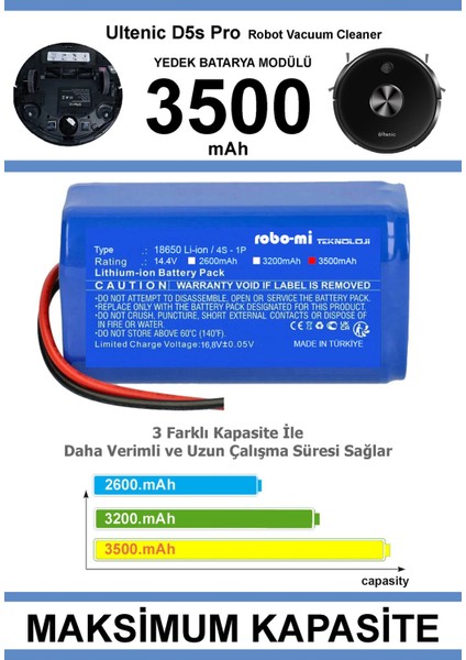 Ultenic D5S Pro 3500mAh Robot Süpürge Bataryası - Gerçek Kapasite, Maksimum Güvenlik fiyatları