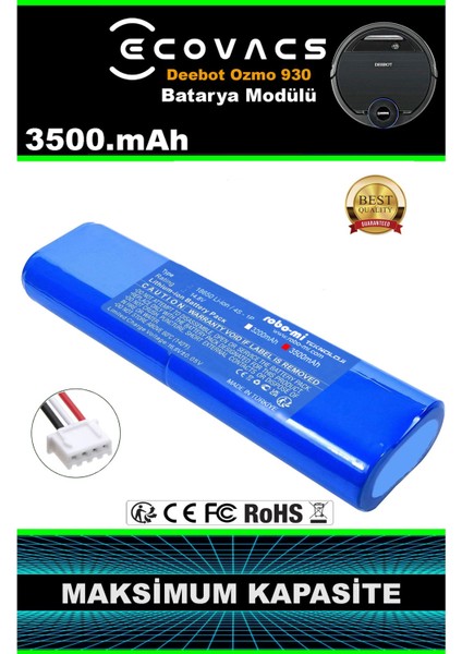 Ecovacs Deebot Ozmo 930 3500mAh Robot Süpürge Bataryası - Gerçek Kapasite, Maksimum Güvenlik