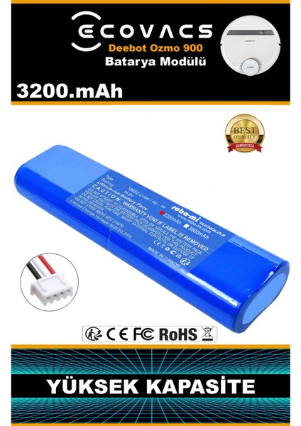 Ecovacs Deebot Ozmo 900 3200mAh Robot Süpürge Bataryası - Gerçek Kapasite, Maksimum Güvenlik