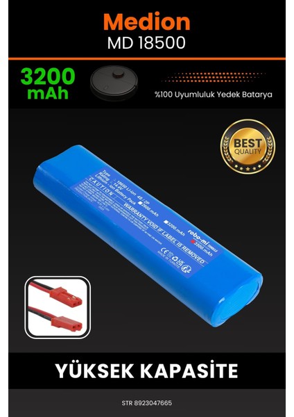 Medion MD 18500 3200mAh Robot Süpürge Bataryası - Gerçek Kapasite, Maksimum Güvenlik