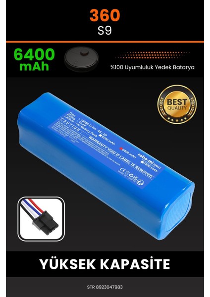 360 S9 6400mAh Robot Süpürge Bataryası - Gerçek Kapasite, Maksimum Güvenlik