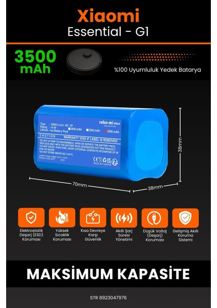 Xiaomi Mi Vacuum Mop Essential 3500mAh Robot Süpürge Bataryası - Gerçek Kapasite, Maksimum Güvenlik fiyatları
