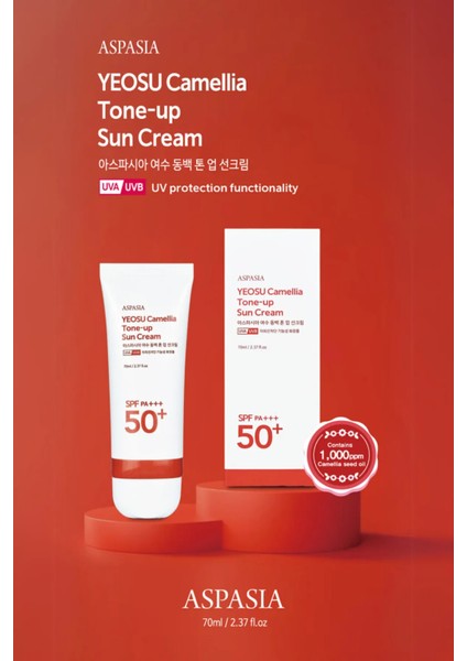 Aspasıa Kamelya Yağı İçeren Tone Up Etkili Fotoyaşlanma Karşıtı Güneş Kremi 70 ml