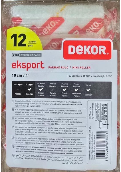 2100 Eksport Parmak Boya Rulosu Yedek 10 Cm. - 12 Adet modelleri