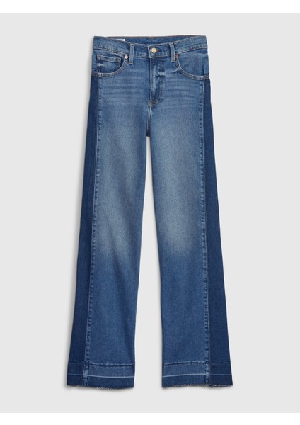 Kadın Mavi High Rise Stride Wide-Leg Jean Pantolon