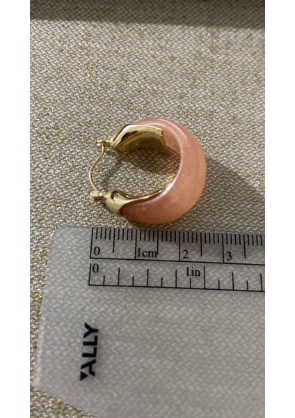 Küpe Kemik Nude Pembe Renk Şık Halka Küpe 14 K Renk Yaz Şıklığı Trend Küpe modelleri