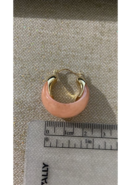 Küpe Kemik Nude Pembe Renk Şık Halka Küpe 14 K Renk Yaz Şıklığı Trend Küpe fırsatları