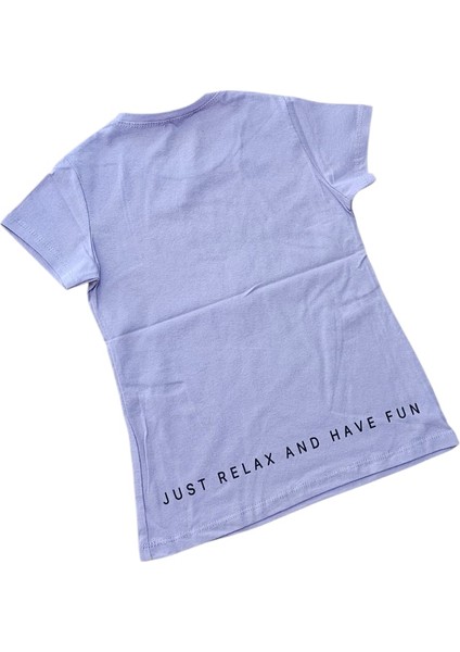 Ön-Arka Baskılı Kız Çocuk T-Shirt Lila modelleri