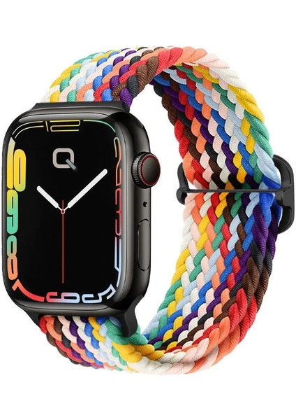 Apple Watch Series SE/11/10/9/8/7/6/5/4/3 ile Uyumlu 46mm-45mm-44mm-42mm Ayarlanabilir Tokalı Örgü Kordon Pride Edition