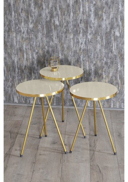 Zigon Sehpa 3'lü Altın Metal Ayak Krem Altın 1062 fiyatları