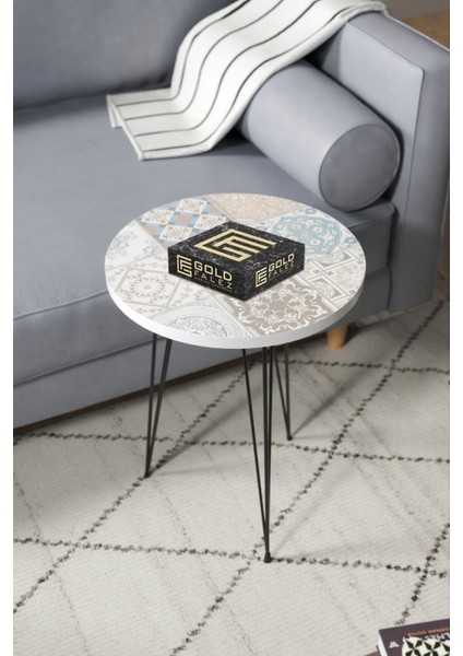 Zigon Sehpa Tel Ayak Siyah Pastel Desenli fiyatları