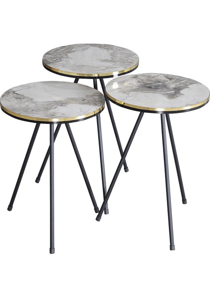 Zigon Sehpa Siyah Metal Ayak Çift Altın Efes 1080