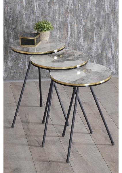 Zigon Sehpa Siyah Metal Ayak Çift Altın Efes 1080 modelleri