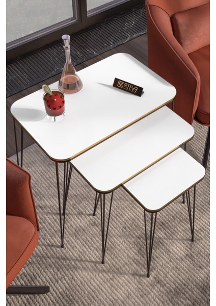 Zigon Sehpa Kr Çift Beyaz Tel Siyah Ayak fiyatları