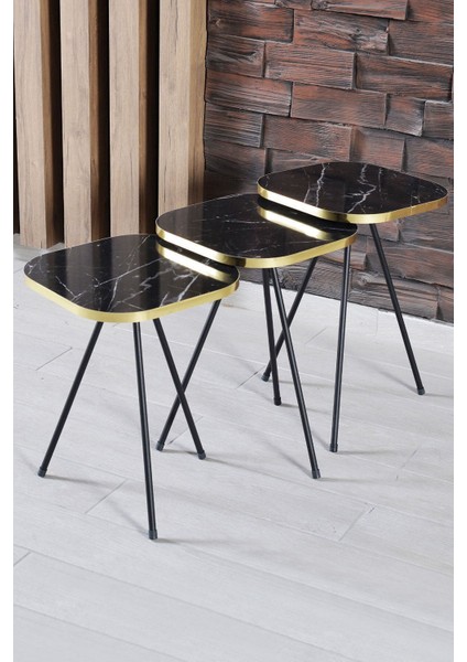 Zigon Sehpa 34*34 Altın Siyah Ayak Bendir modelleri