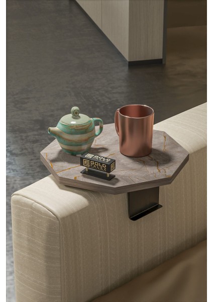 Yan Sehpa Ayarlanabilir Tepsi Dekoratif Modern Tepsi Sekizgen Gordion