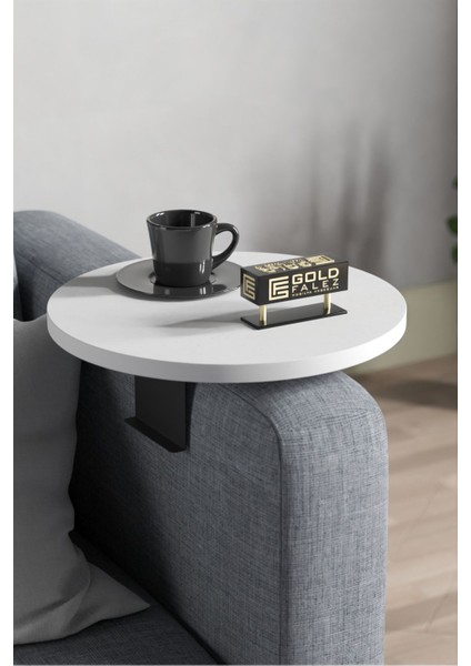 Yan Sehpa Ayarlanabilir Tepsi Dekoratif Modern Tepsi Beyaz