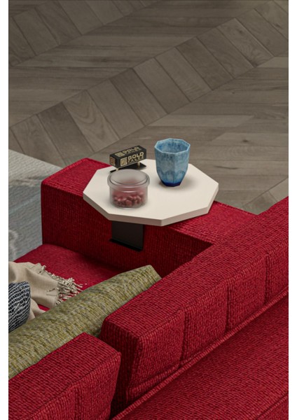 Yan Sehpa Ayarlanabilir Tepsi Dekoratif Modern Tepsi Sekizgen Krem fiyatları