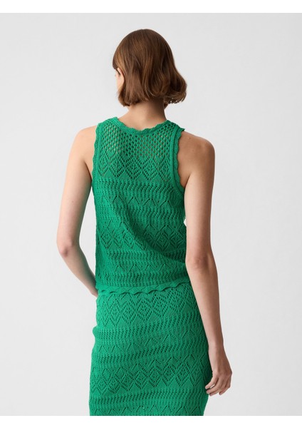 Kadın Yeşil Kroşe Halter Tank Top