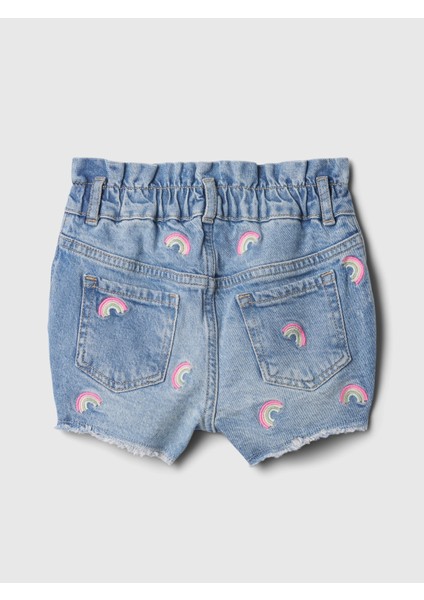 Kız Bebek Mavi Mom Ruffle Denim Şort modelleri