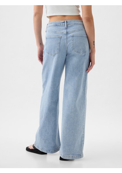Kadın Açık Mavi High Rise Stride Wide-Leg Jean Pantolon fırsatları