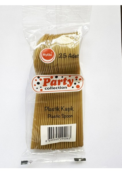 Plastik Lüx Altın Renk Kaşık - Parti Davet Piknik Çorba Yemek Kaşığı - 18 Cm. - 125 Adet modelleri