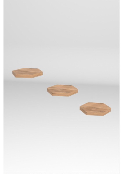 Duvar Rafı Dekoratif 3 Adet Çiçeklik Altıgen Ceviz fırsatları