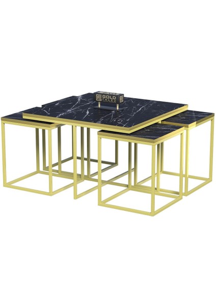 Orta Sehpa ve Zigon Sehpa 5'li Lüx Set Altın Bendir