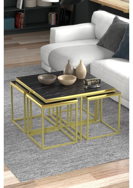 Orta Sehpa ve Zigon Sehpa 5'li Lüx Set Altın Bendir fırsatları