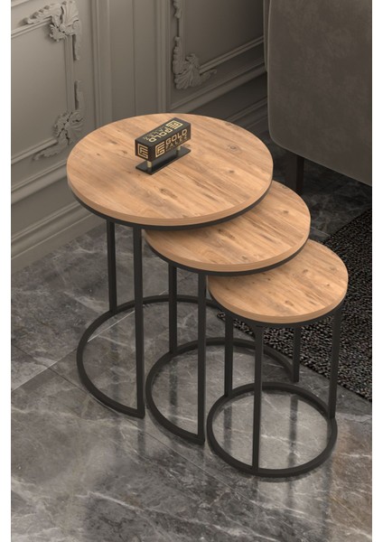 Orta Sehpa Tekli ve 3'lü C Zigon Sehpa Kombin Set Ceviz modelleri