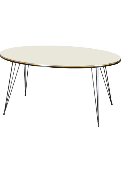 Zigon Sehpa ve Orta Sehpa Elips Set Siyah Tel Ayak Çift Altın Krem fiyatları