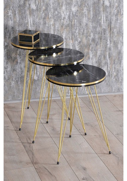 Zigon Sehpa ve Orta Sehpa Kr Set Çift Gold Bendir Tel modelleri