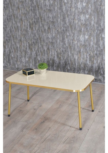 Zigon Sehpa ve Orta Sehpa Kr Gold Metal Ayak Gold Krem Set indirimleri