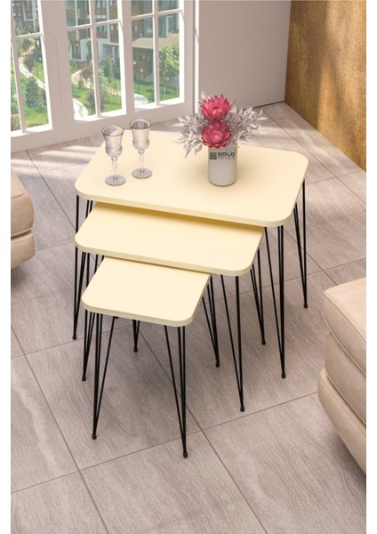 Zigon Sehpa Kr ve Orta Sehpa Kr Set Siyah Ayak Krem Tel 1100 fiyatları