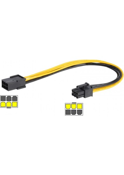 20 cm 6 Pin Ekran Kartı Power Uzatma Kablosu 6 Pin Uzatma Kablosu